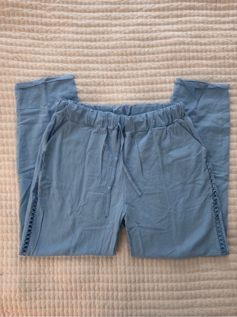 Puimentiua blue linen capri pants - Size XL